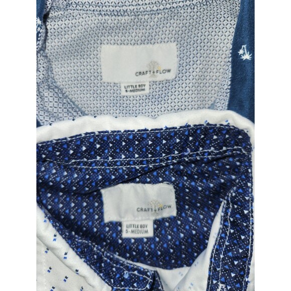 Craft + Flow Boys Button-Up Blue & White Shirt Set Size 5 - Picture 3 of 4